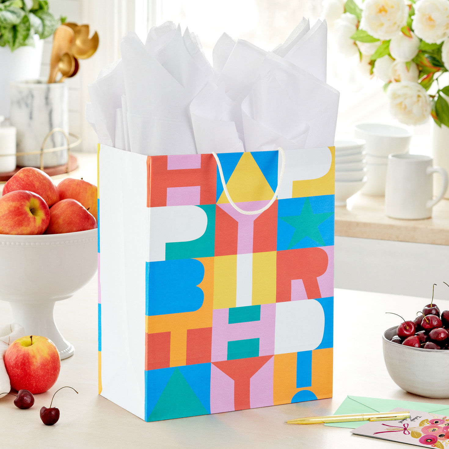 Color Block Large Birthday Gift Bag In use image number 2