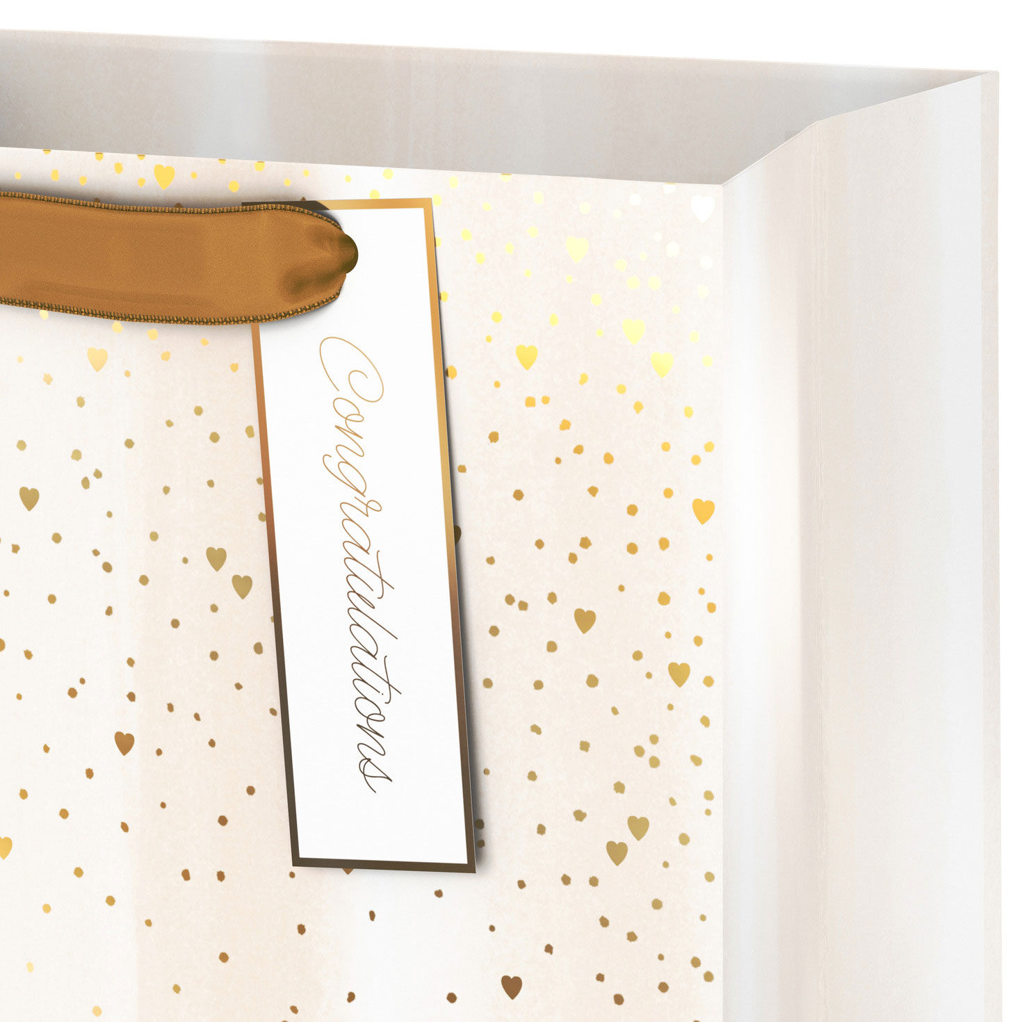 Congrats Medium Gift Bag With Pearl, Bronze and Gold Handle Detail image number 4