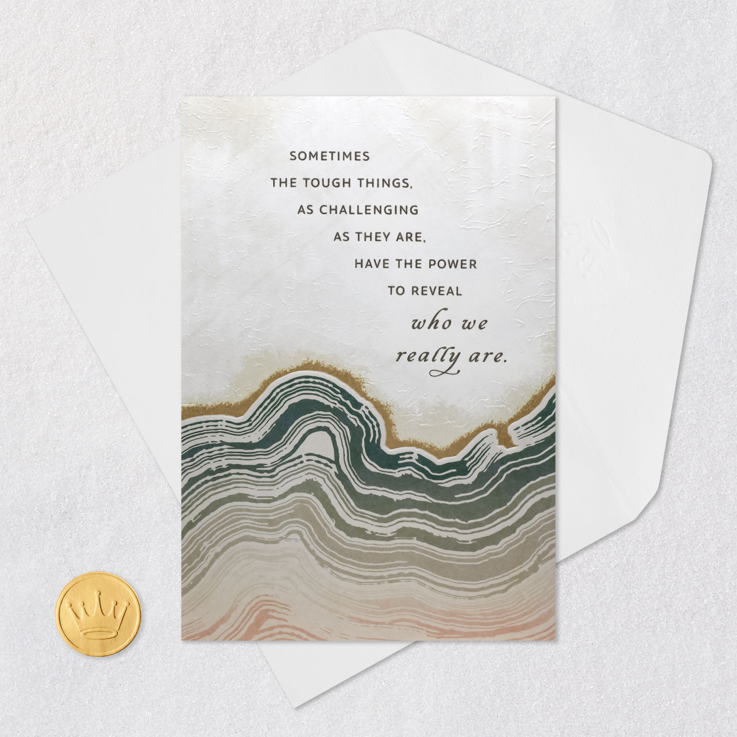 Gray and Peach Agate Support Card Card Front with Envelope and Gold Seal image number 5