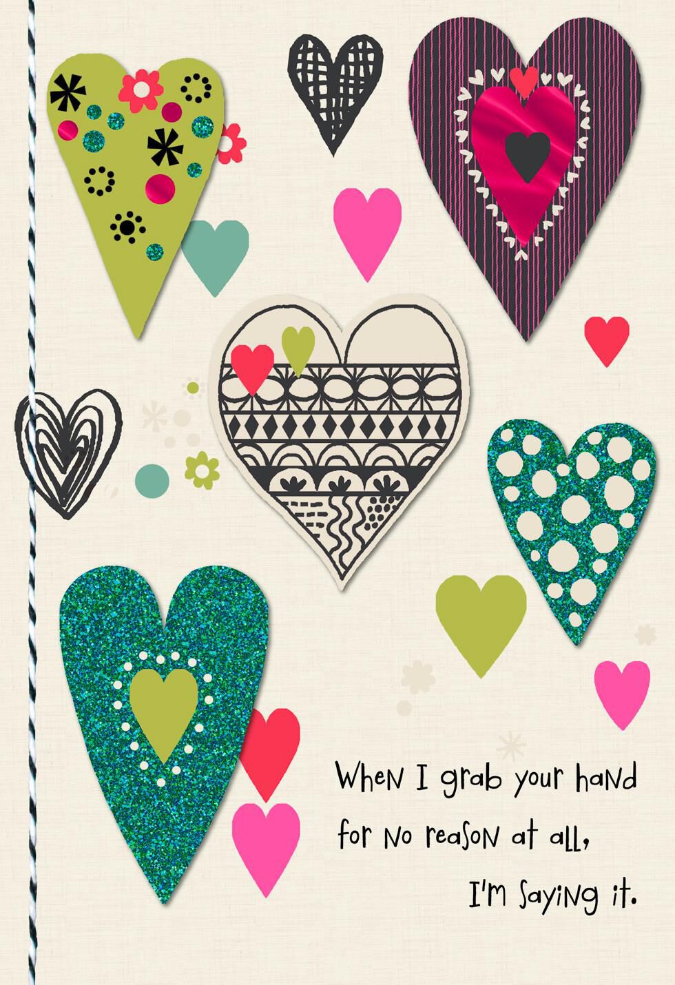 Patterned Hearts Anniversary Card