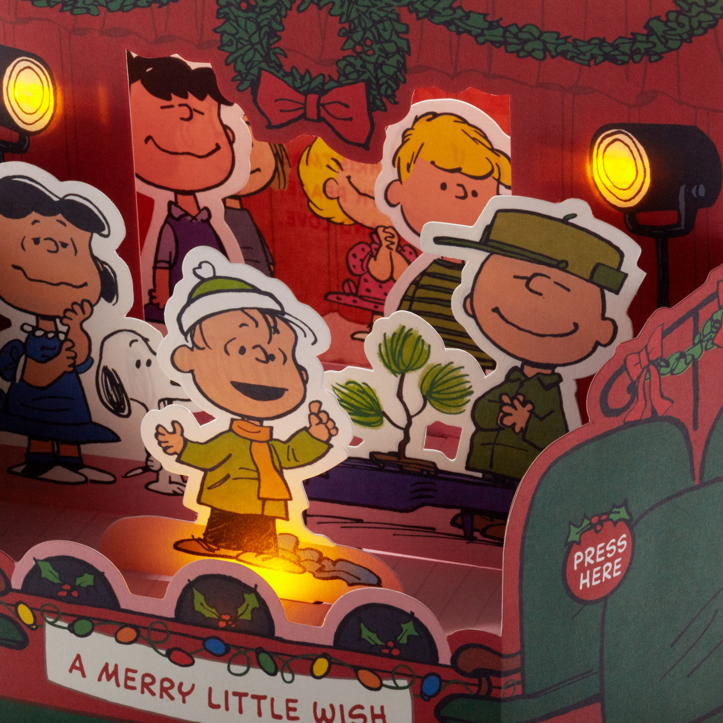 Peanuts&reg; Merry Little Wish 3D Pop-Up Christmas Card With Sound and Light, , large image number 4
