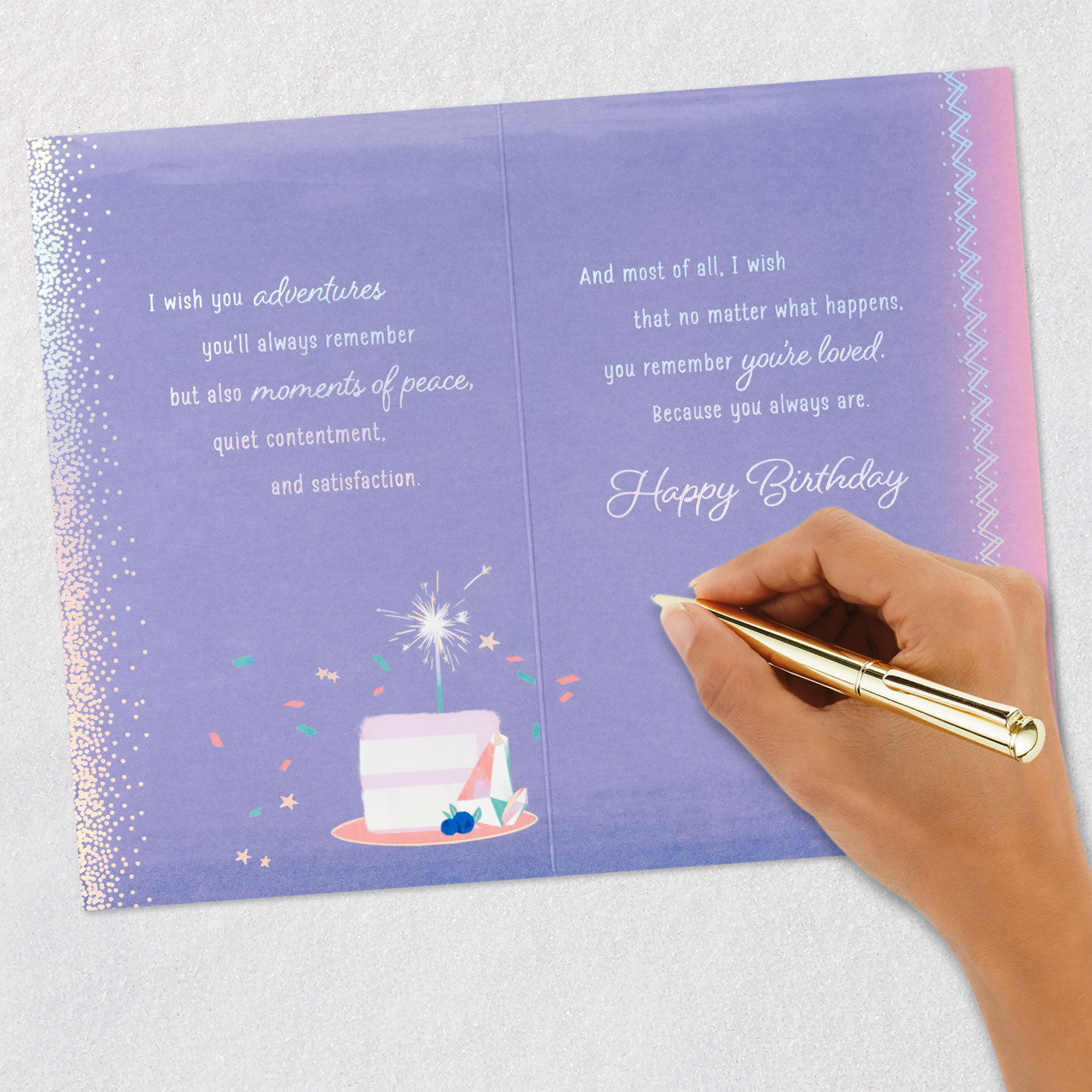Sparkler-Topped Cake Sister Birthday Card signing card image number 10