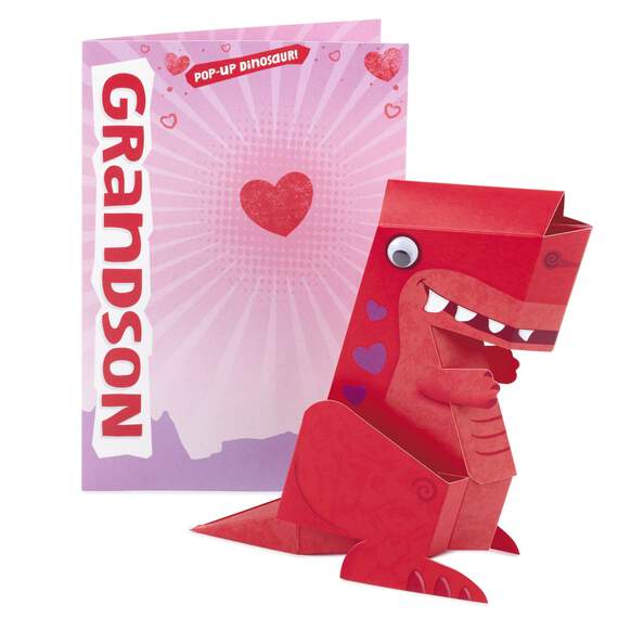 Grandson Valentine's Day Card With Pop-Up Dinosaur, , large image number 2
