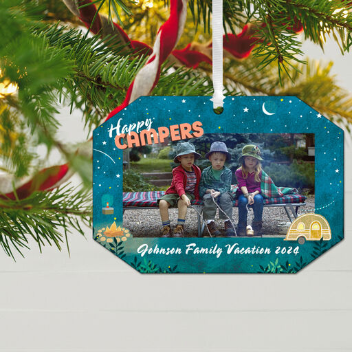 Happy Campers Personalized Text and Photo Metal Ornament, 
