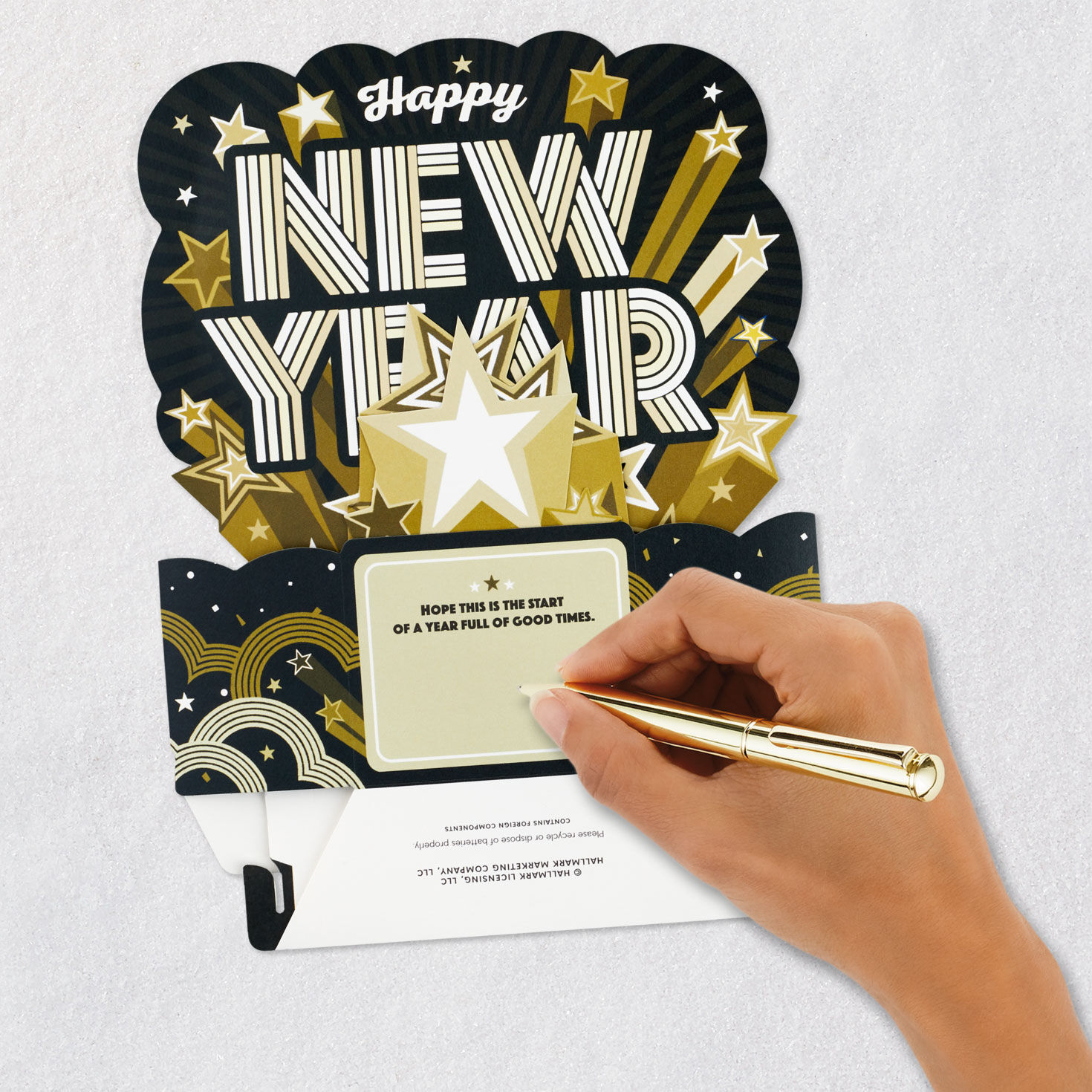 Black and Gold Pop-Up New Year Card Signing card image number 6