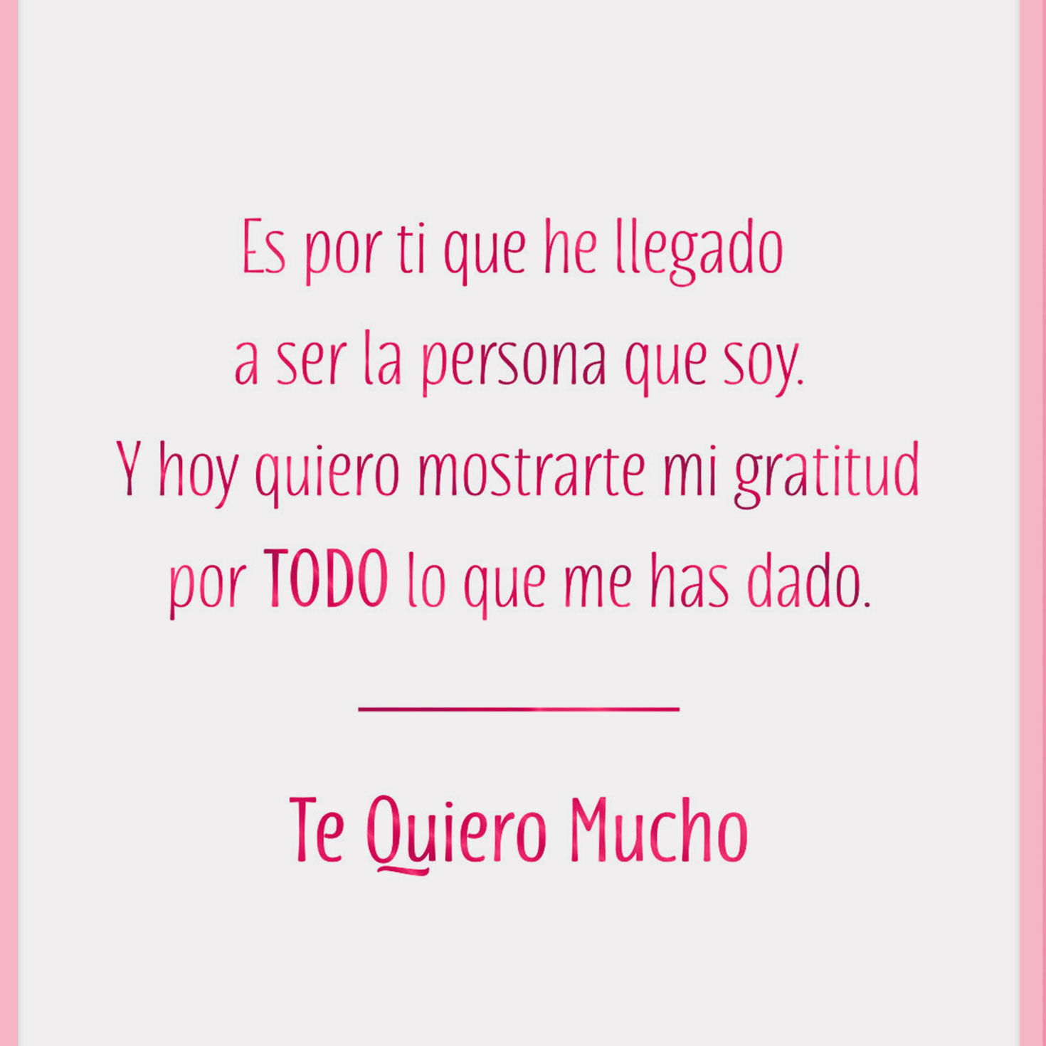 Pink Flowers Spanish Mother's Day Card for Mom sentiment image number 2