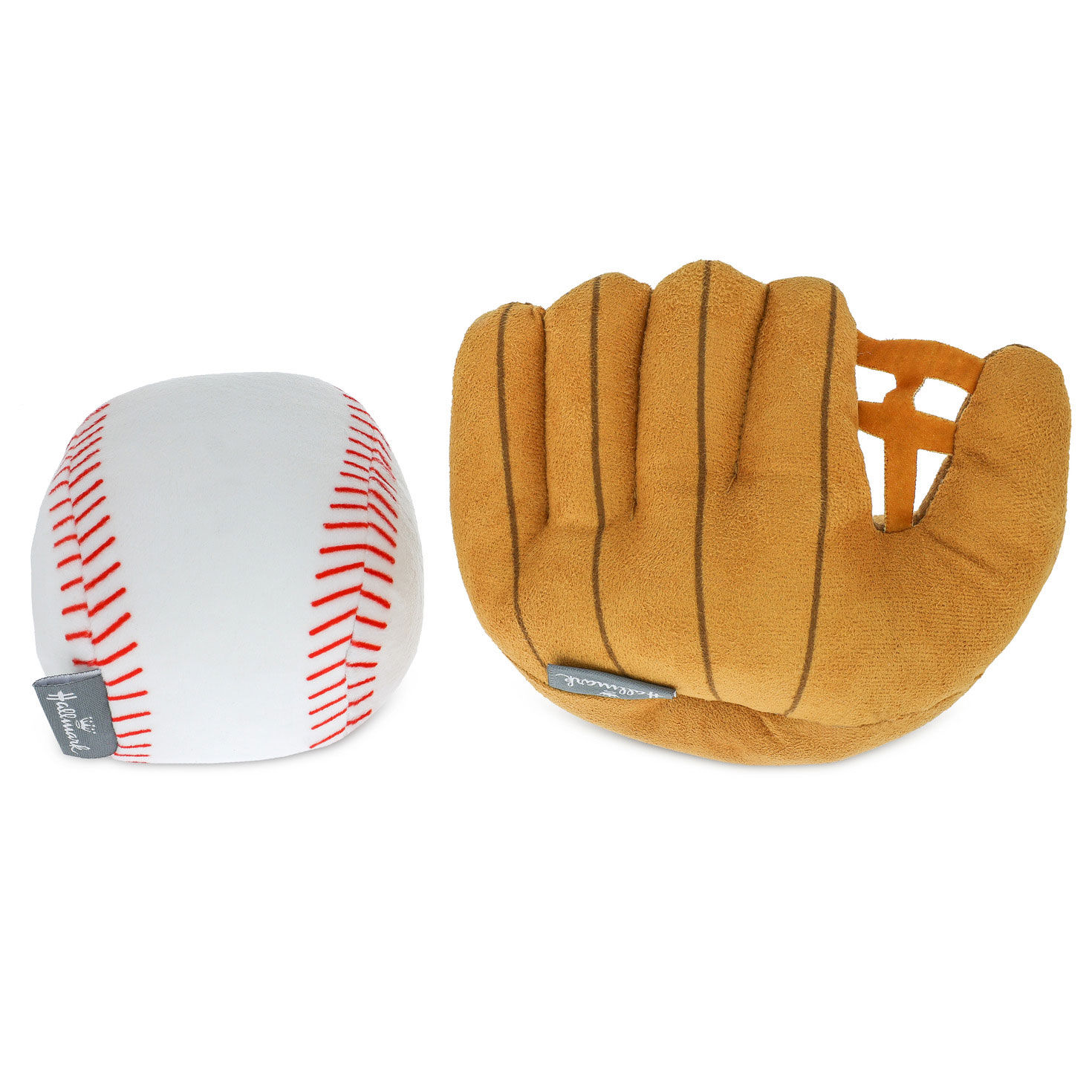 Baseball and Baseball Glove Magnetic Plush Toys back apart image number 3