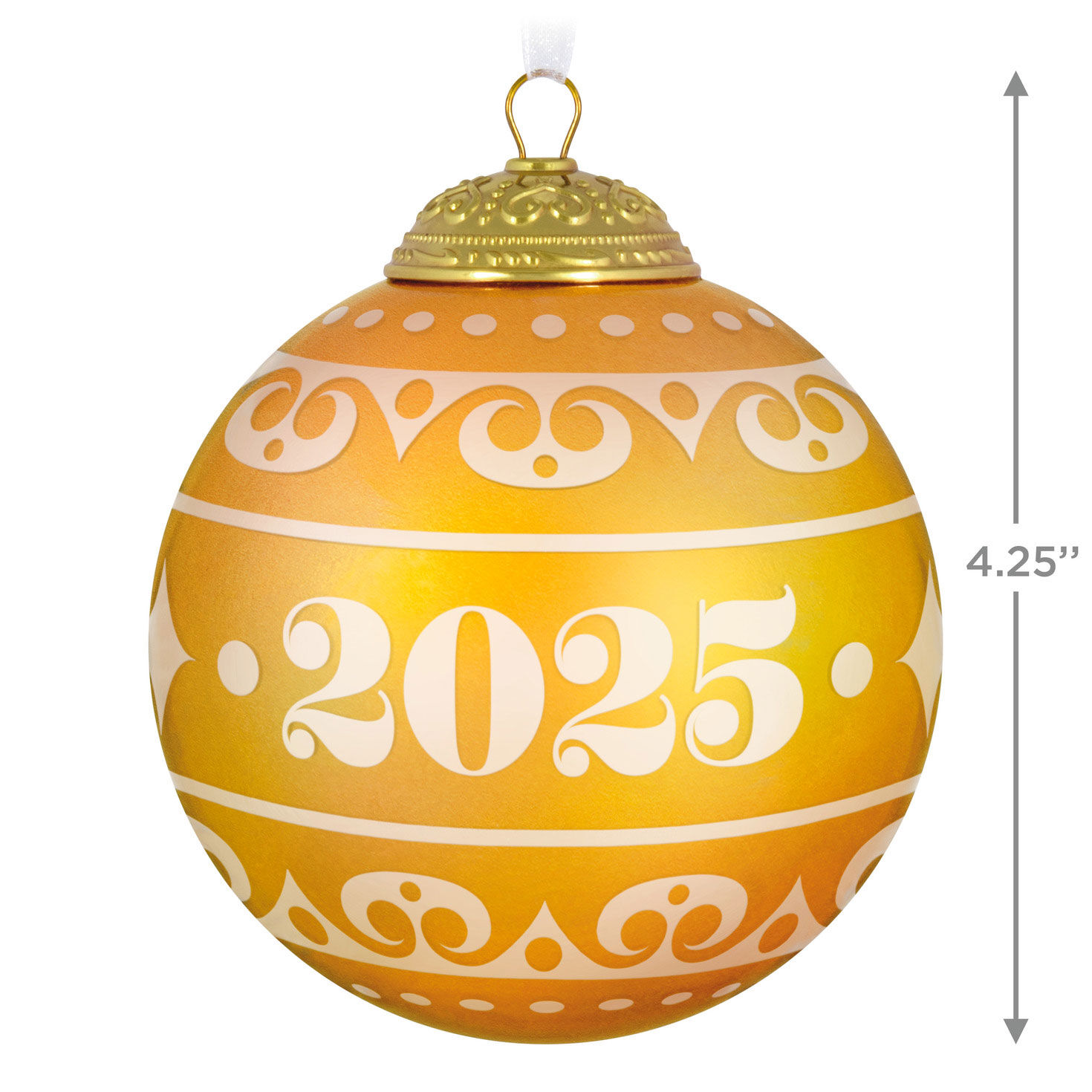 2025 Yellow Glass Ball Keepsake Ornament measurement image number 3