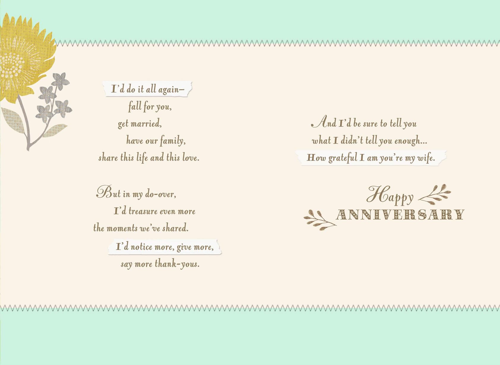 Grateful for You Anniversary Card for Wife