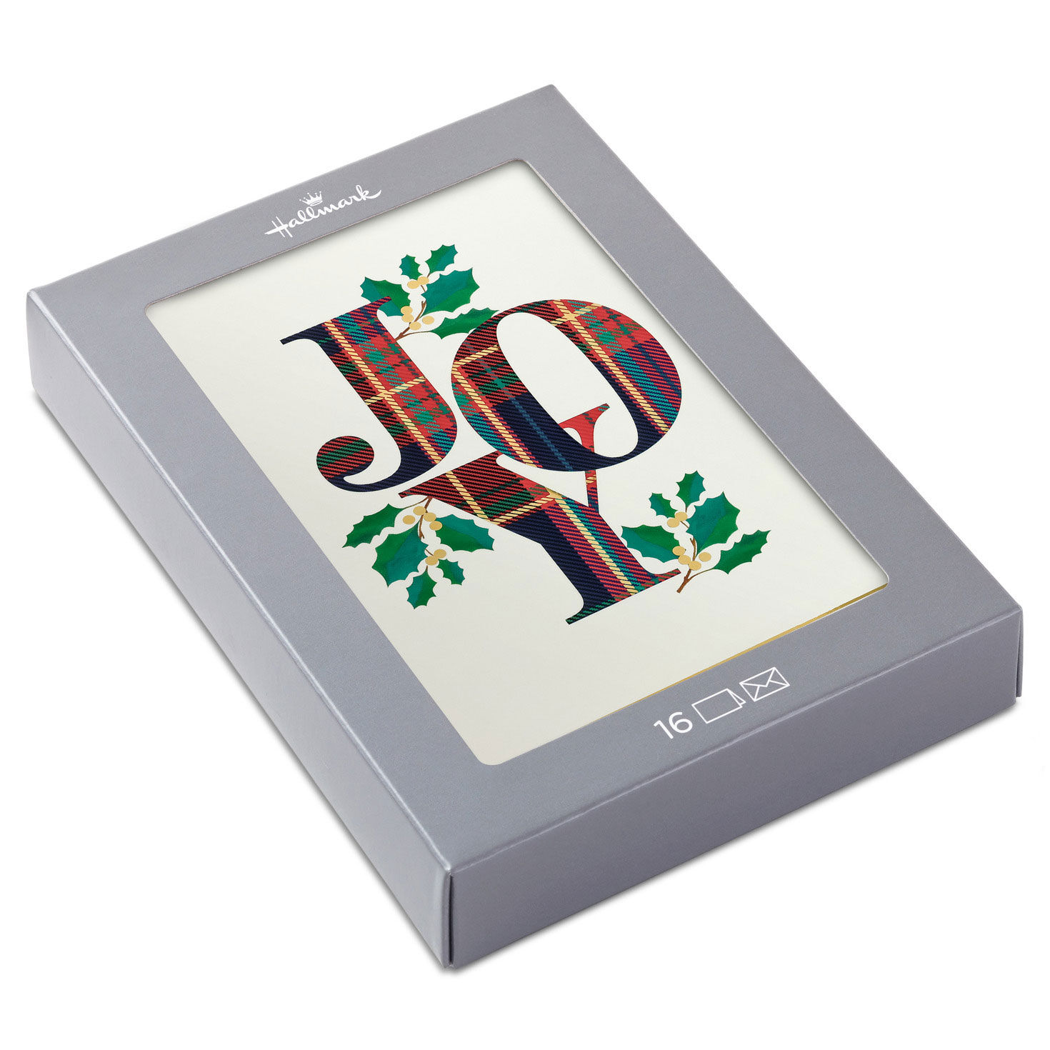 Tartan Plaid Joy Boxed Christmas Cards, Pack of 16