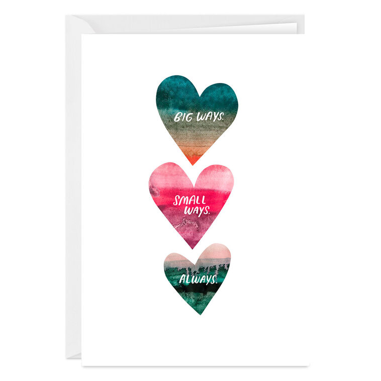 Watercolor Hearts Always Custom Love Card