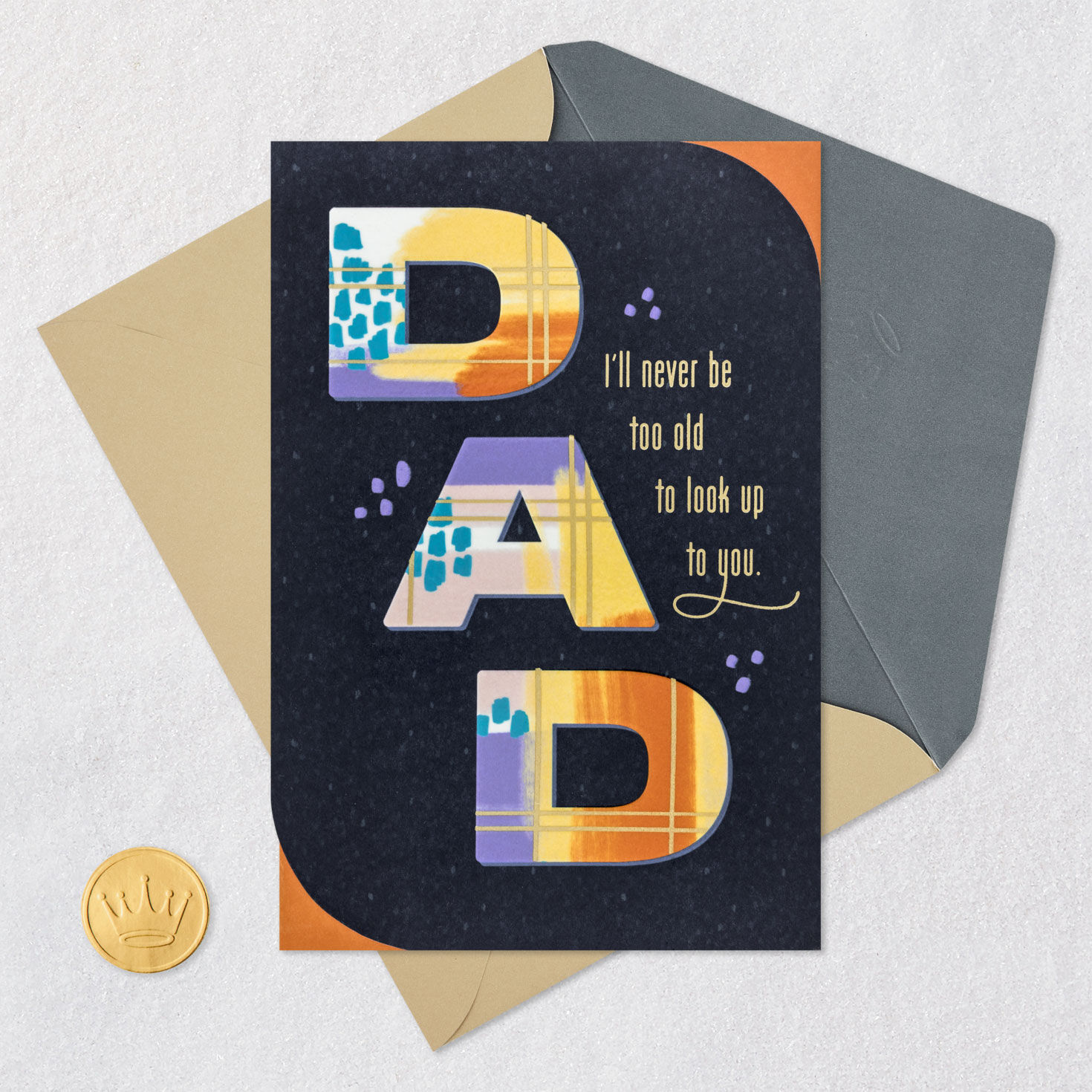 Lettering on Blue Dad Father's Day Card From Daughter Card Front with Envelope and Gold Seal image number 6