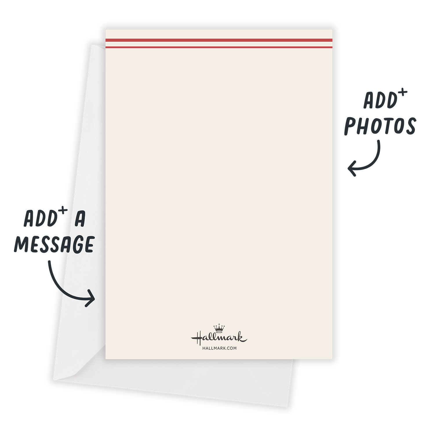 Red Line Art Santa Personalized Christmas Photo Card Open Card with Envelope indicating personalization image number 3