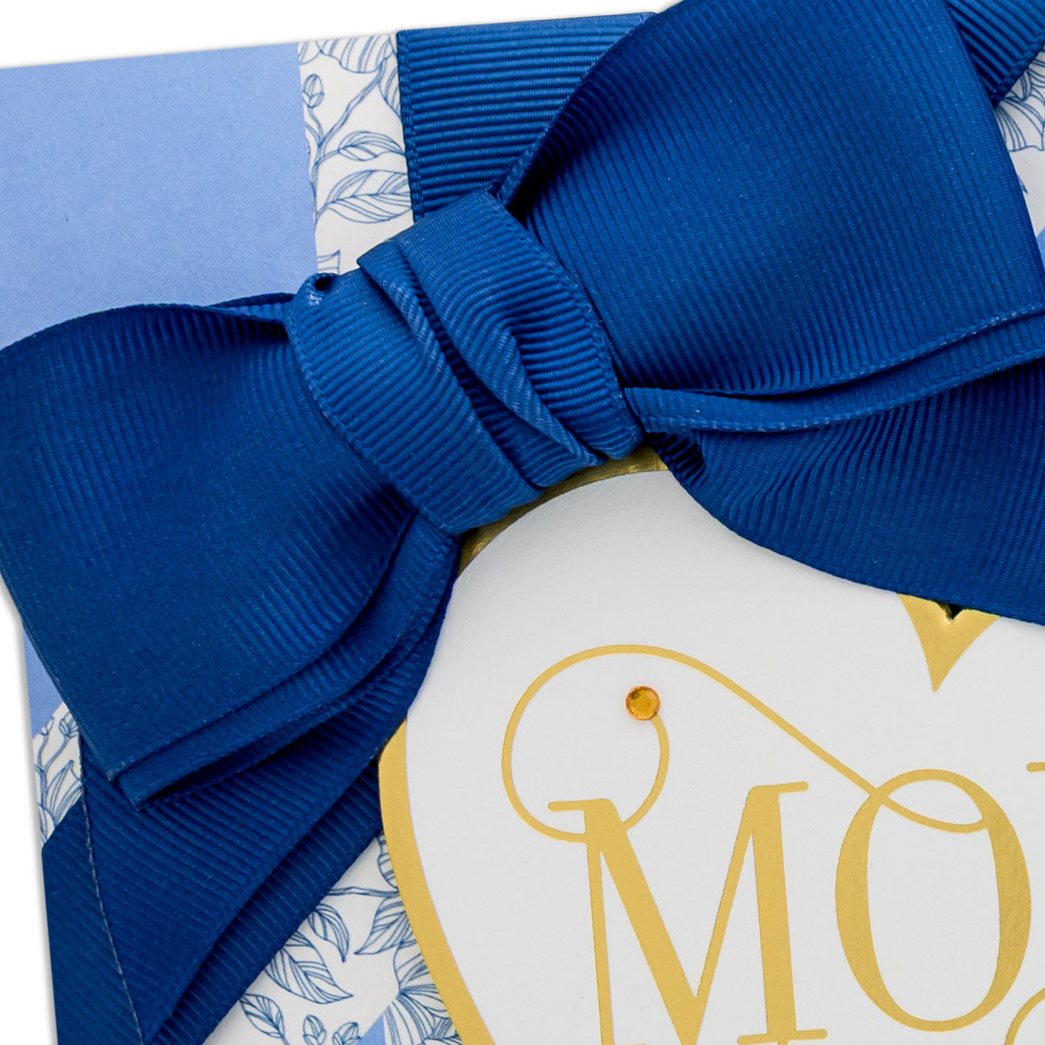 Gold Heart With Navy Bow Mom Mother's Day Card Card Front Detail image number 5