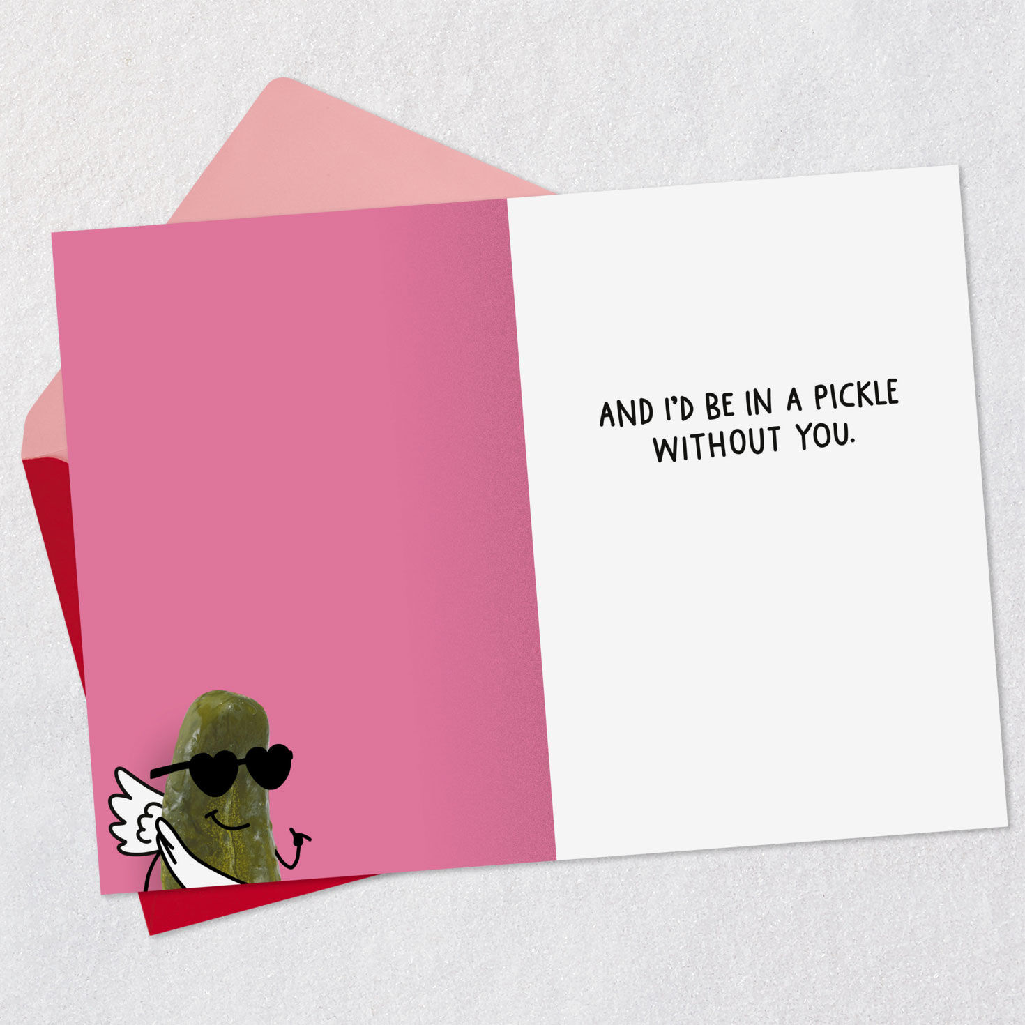 Dill Pickle Cupid Valentine's Day Card Open Card with Envelope image number 3
