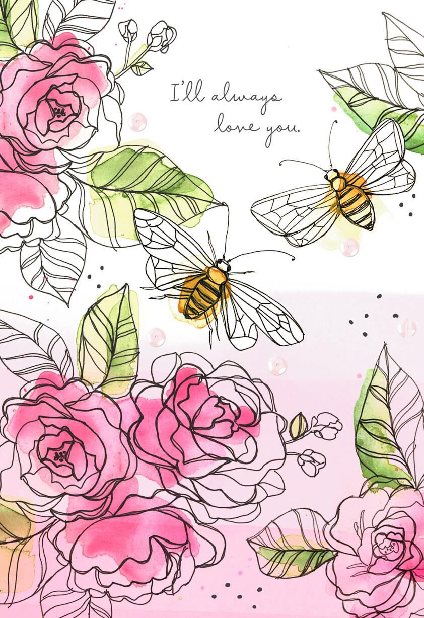 Roses and Bees Anniversary Card
