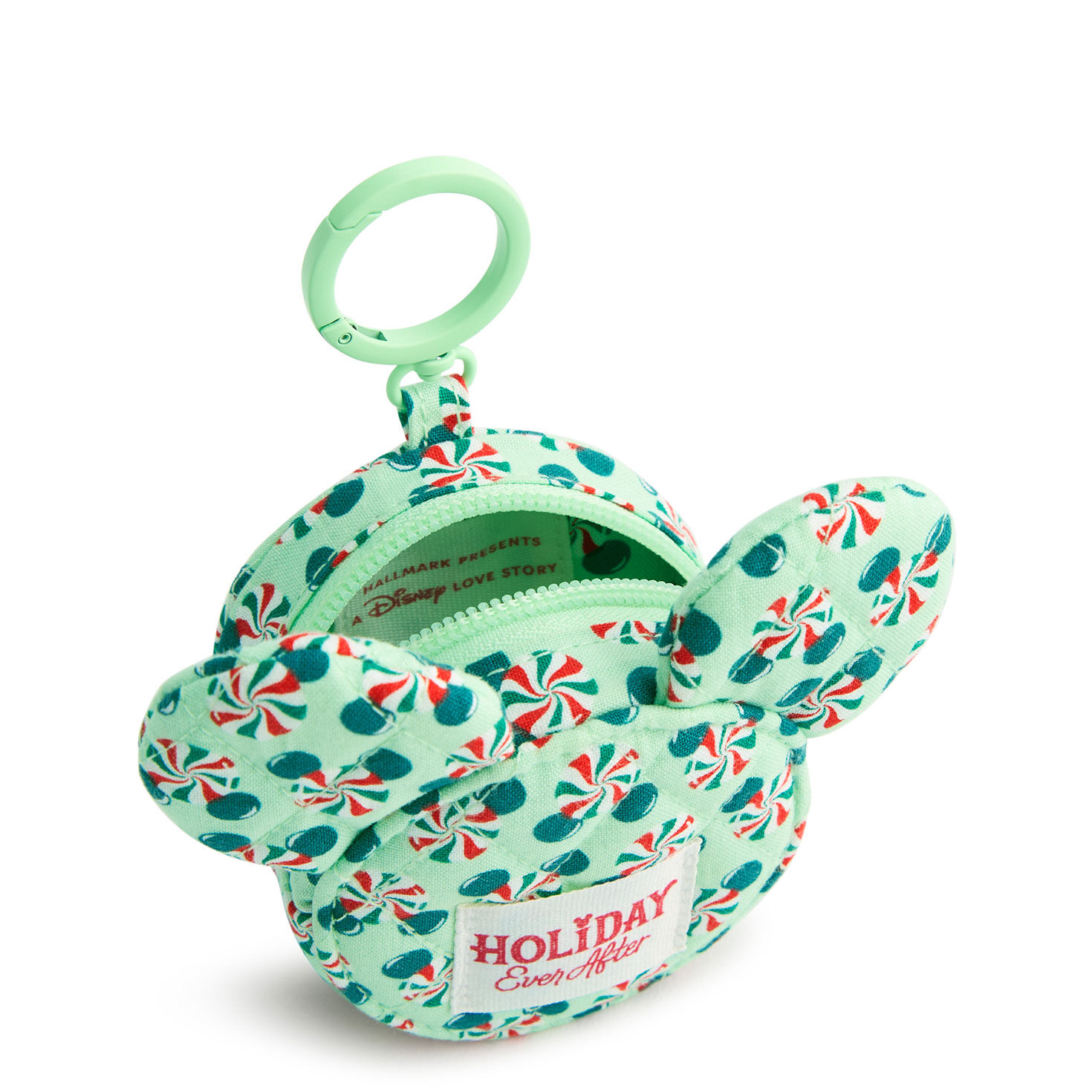 Green With Peppermints Pattern Mickey Ears Pouch Open image number 2