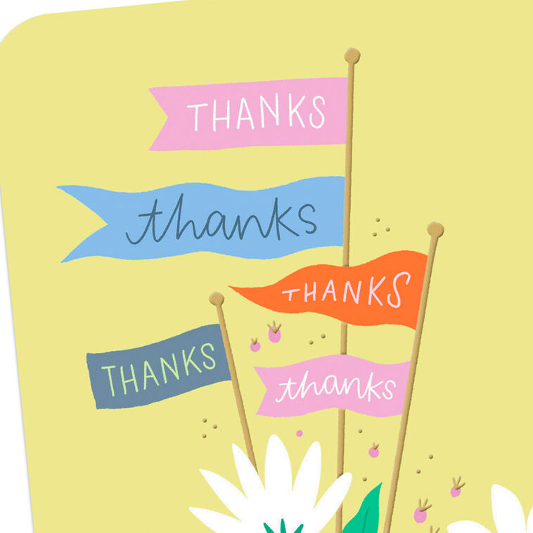 Fox, Pink Squirrel and Flowers on Bike Thank You Card Card Front Detail image number 4