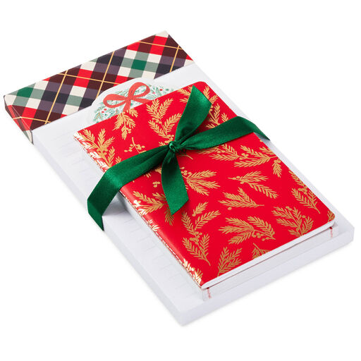 Plaid, Wreath and Floral Christmas Memo Pads, Set of 3, 