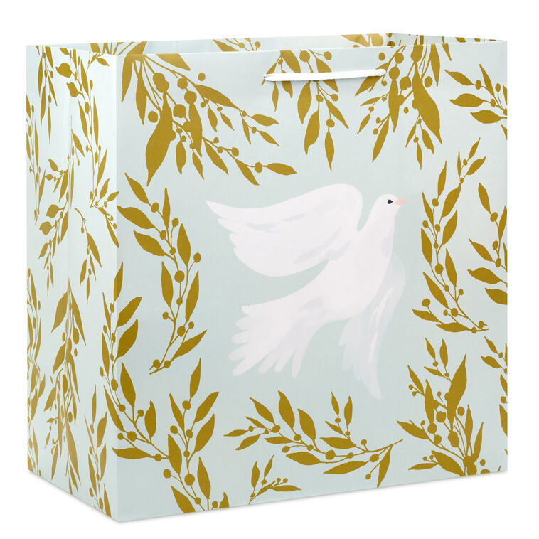 15" Dove on Light Sage Extra-Deep Holiday Gift Bag