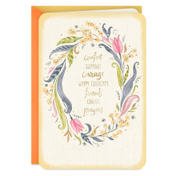 Comfort, Support, Courage Floral Wreath Get Well Card, , large image number 1
