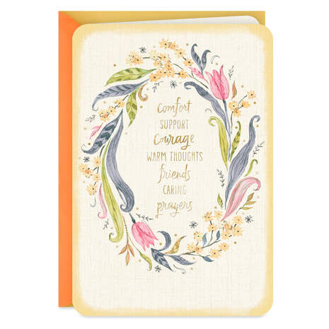 Comfort, Support, Courage Floral Wreath Get Well Card, , large