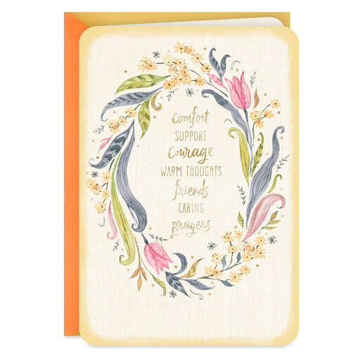 Comfort, Support, Courage Floral Wreath Get Well Card, 