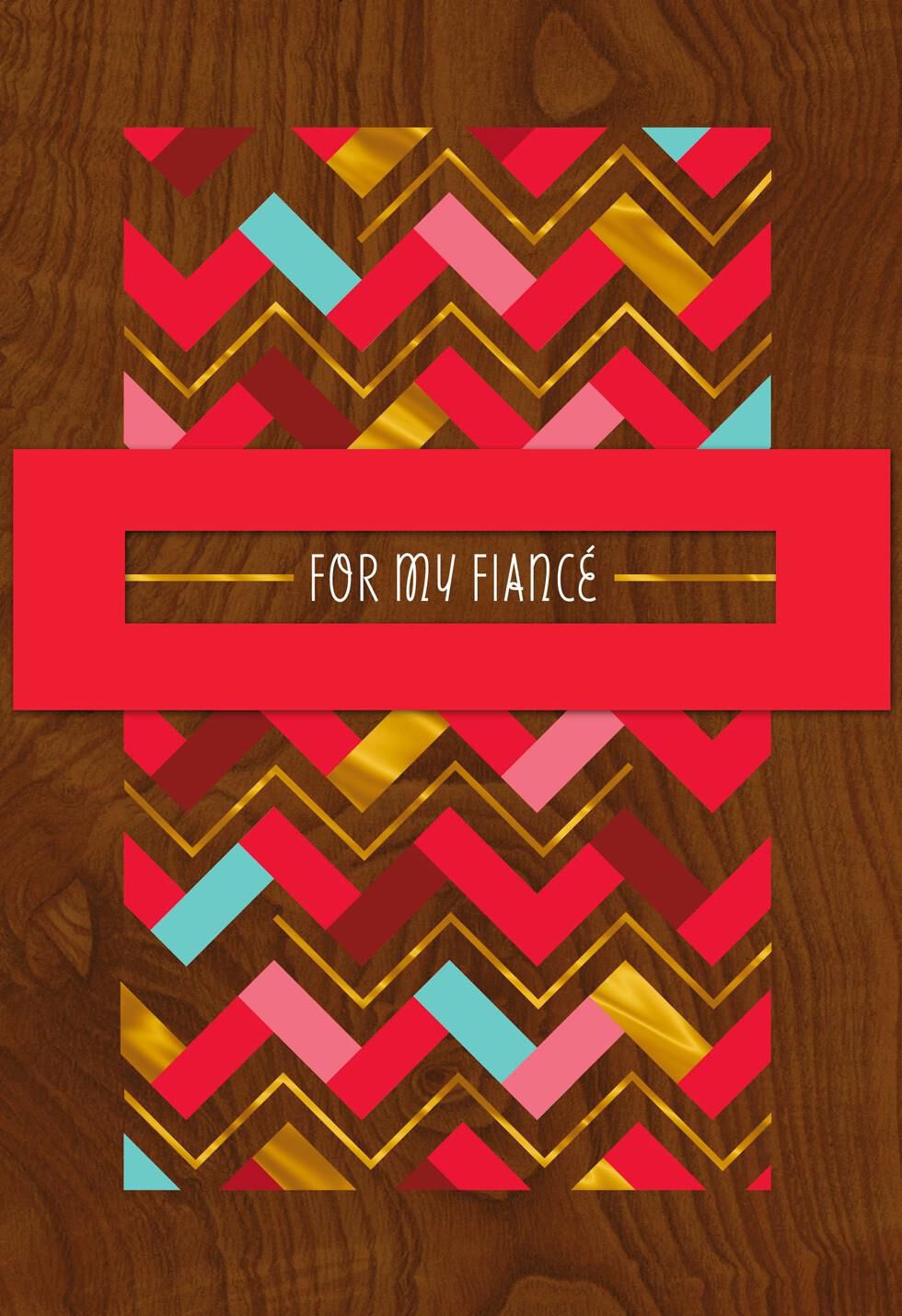 Bright Chevron Valentine’s Day Card for Fiancé