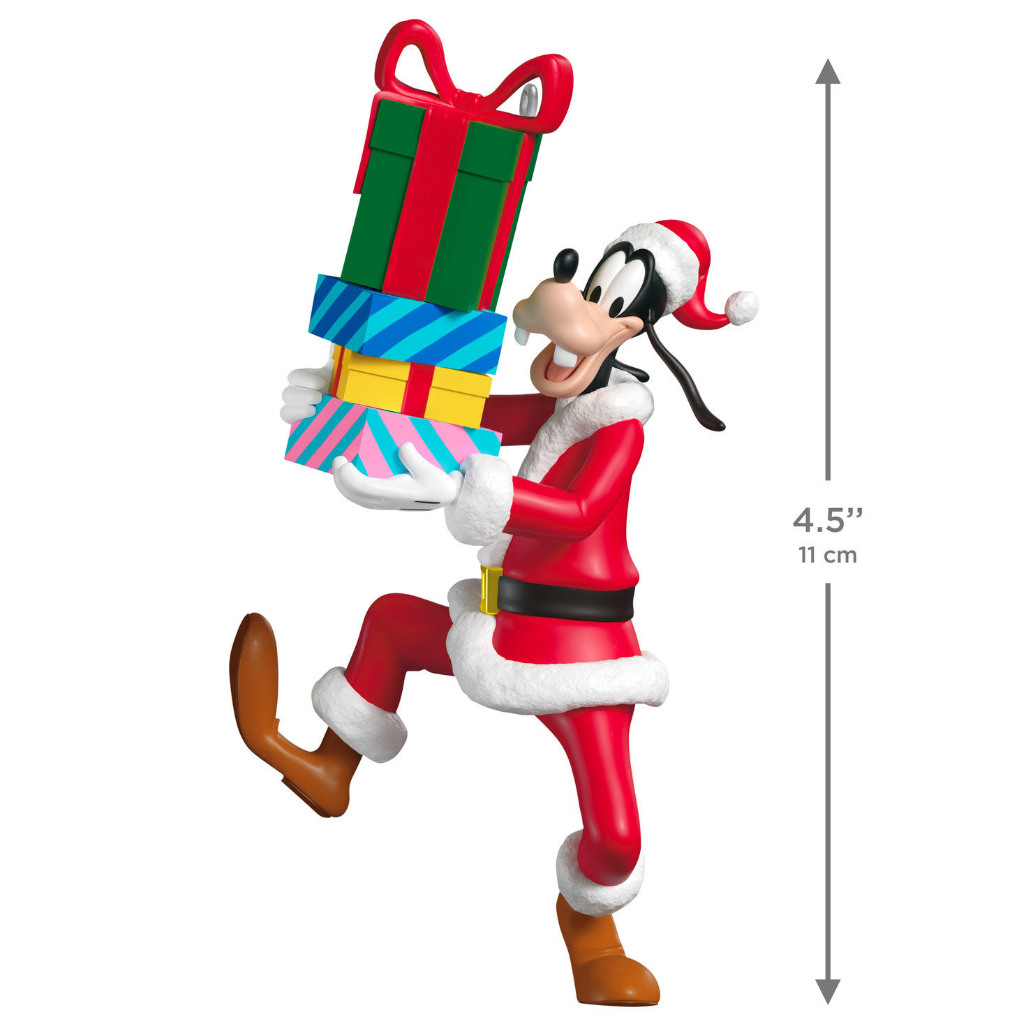 Santa Goofy Holding Presents Keepsake Ornament measurement image number 3