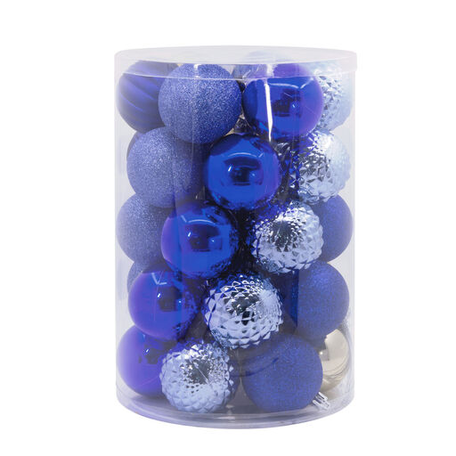 30-Piece Blue, Silver Shatterproof Christmas Ornaments Set, 