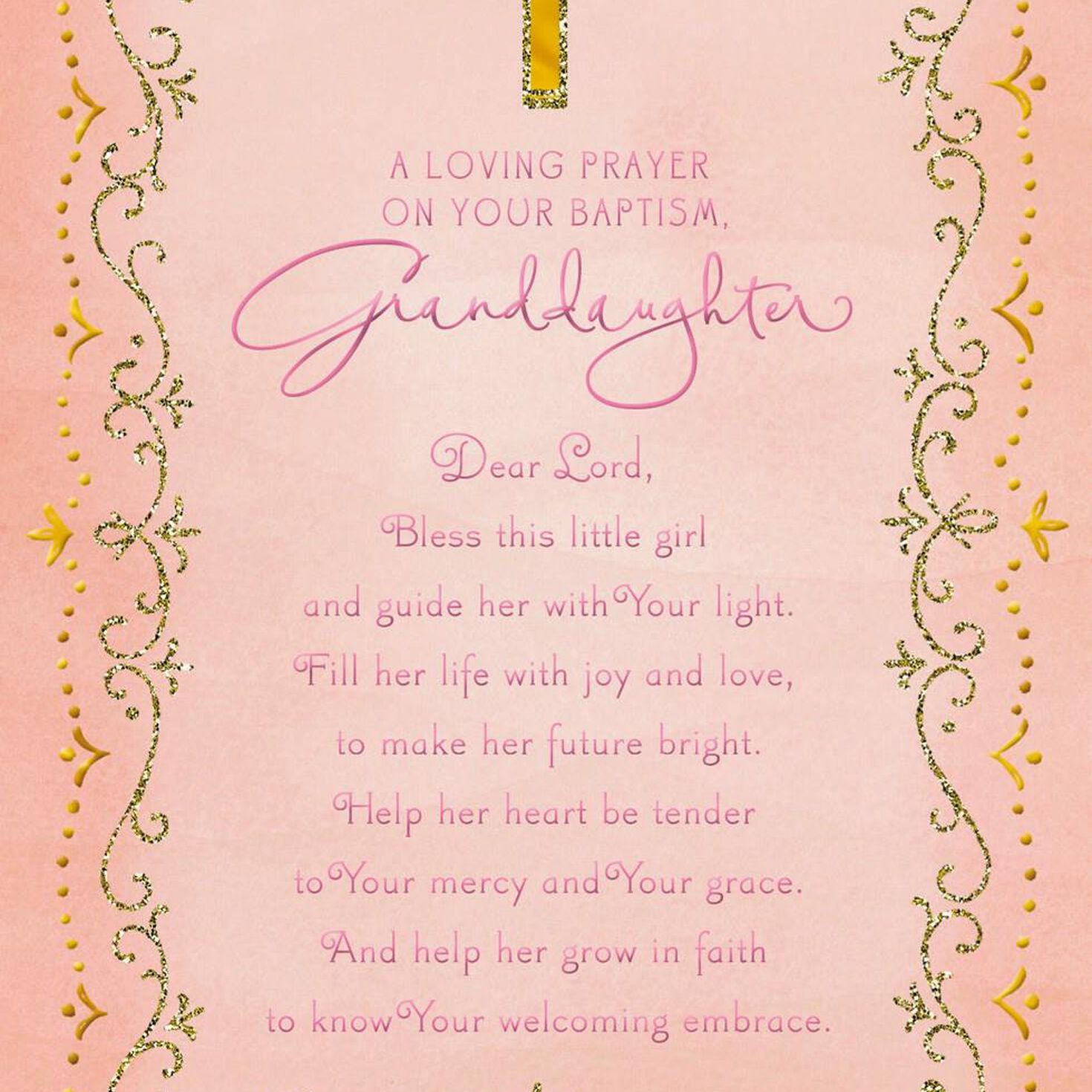 card social baby security Cards  Greeting for Baptism Granddaughter Card  Pink Cross
