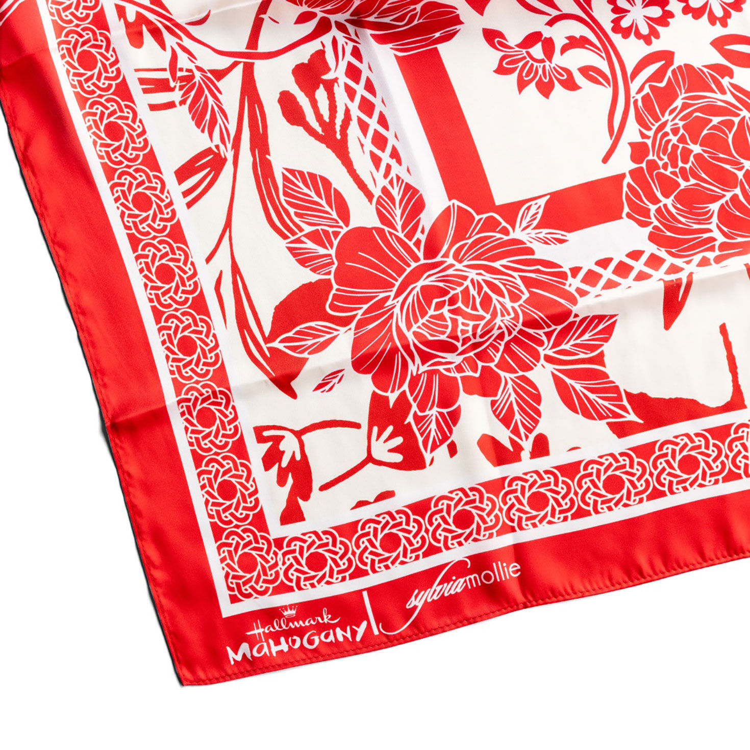 Sylvia Mollie Crimson and Cream Queen Fashion Scarf, Crimson & Cream Queen, large image number 2