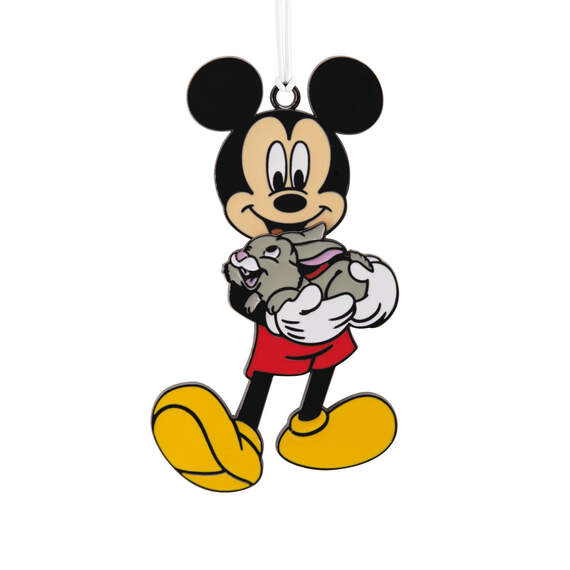 Disney Mickey Mouse With Bunny Moving Metal Hallmark Ornament