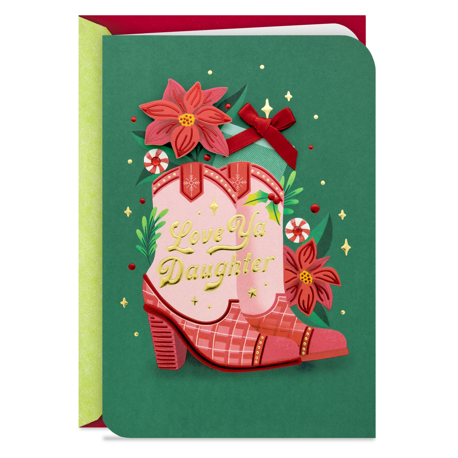 Pink Cowgirl Boots Christmas Card for Daughter