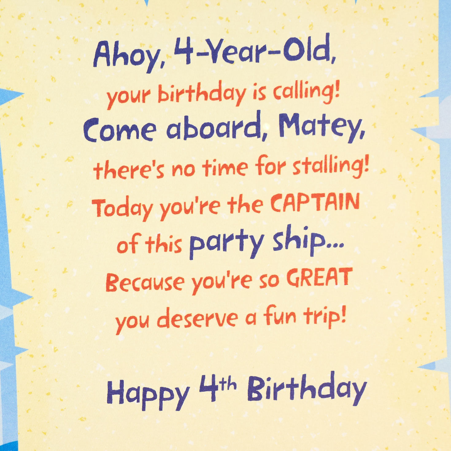 Pirate Ship Party 4th Birthday Card for Kids, , large image number 2