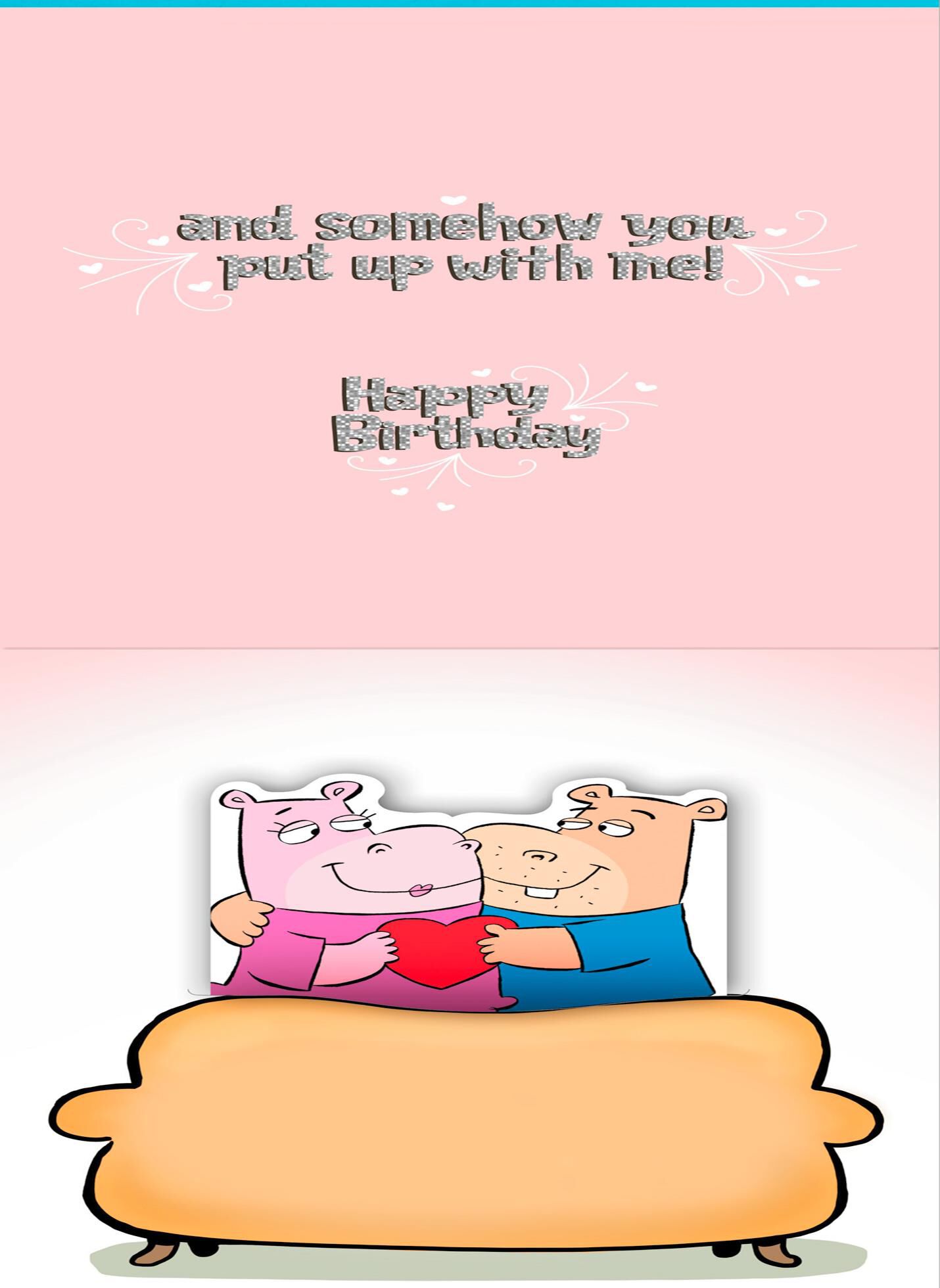Hippos in Love Pop Up Birthday Card for Husband