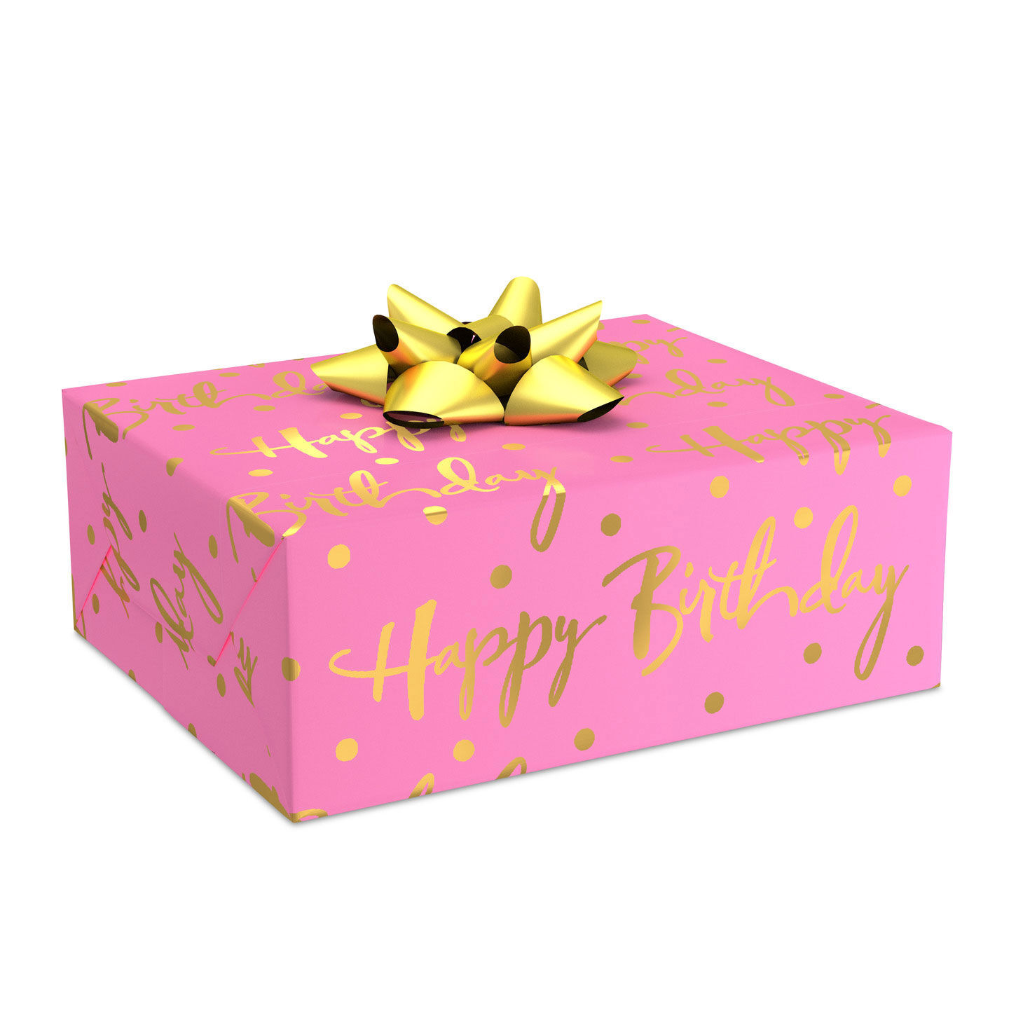 Pink Foil Happy Birthday Wrapping Paper Roll, 15 sq. ft. Wrapping