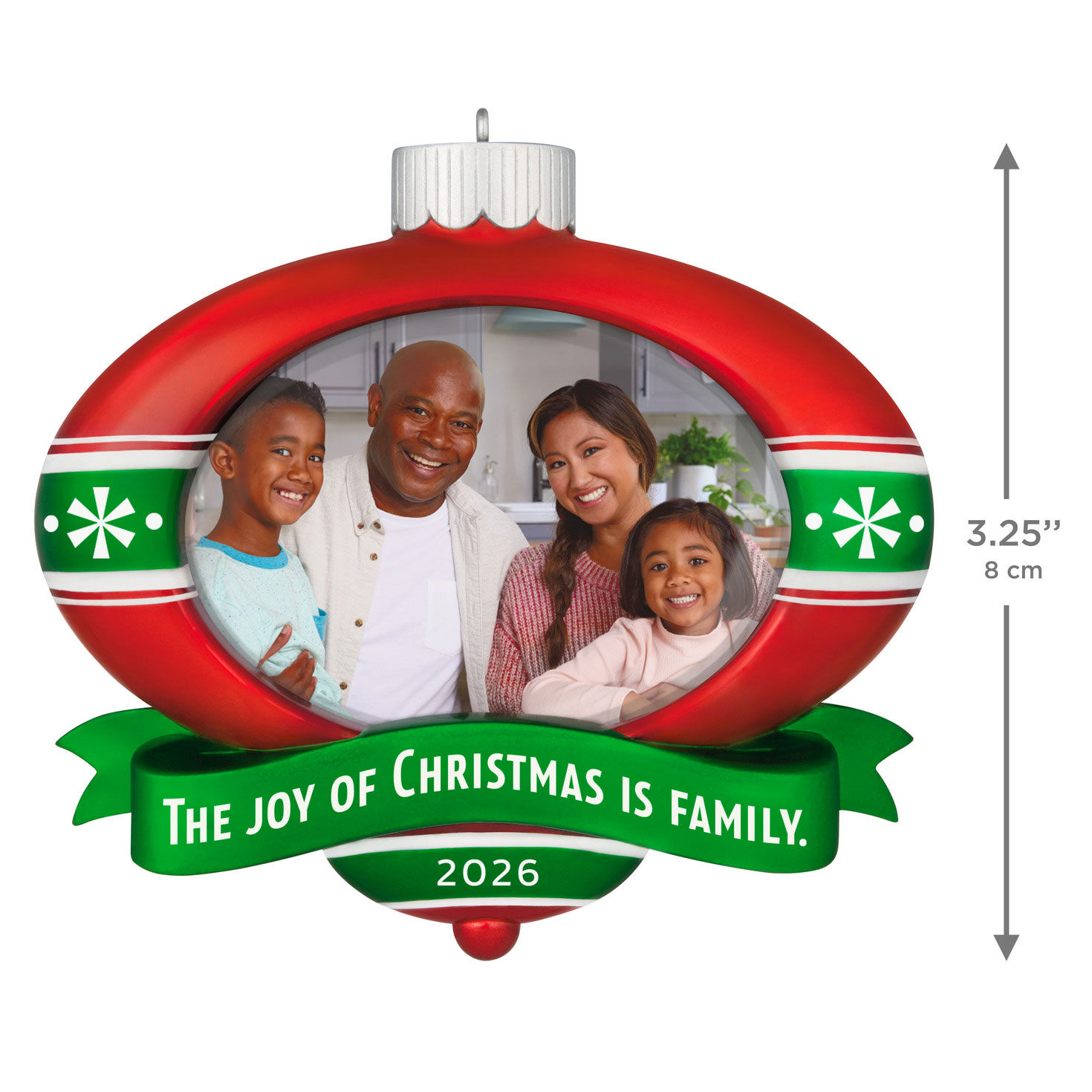 Red Green Ornament Personalized Photo Ornament measurement image number 3