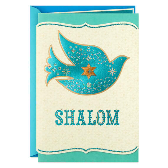 Shalom Dove and Star of David Hanukkah Card, , large image number 1