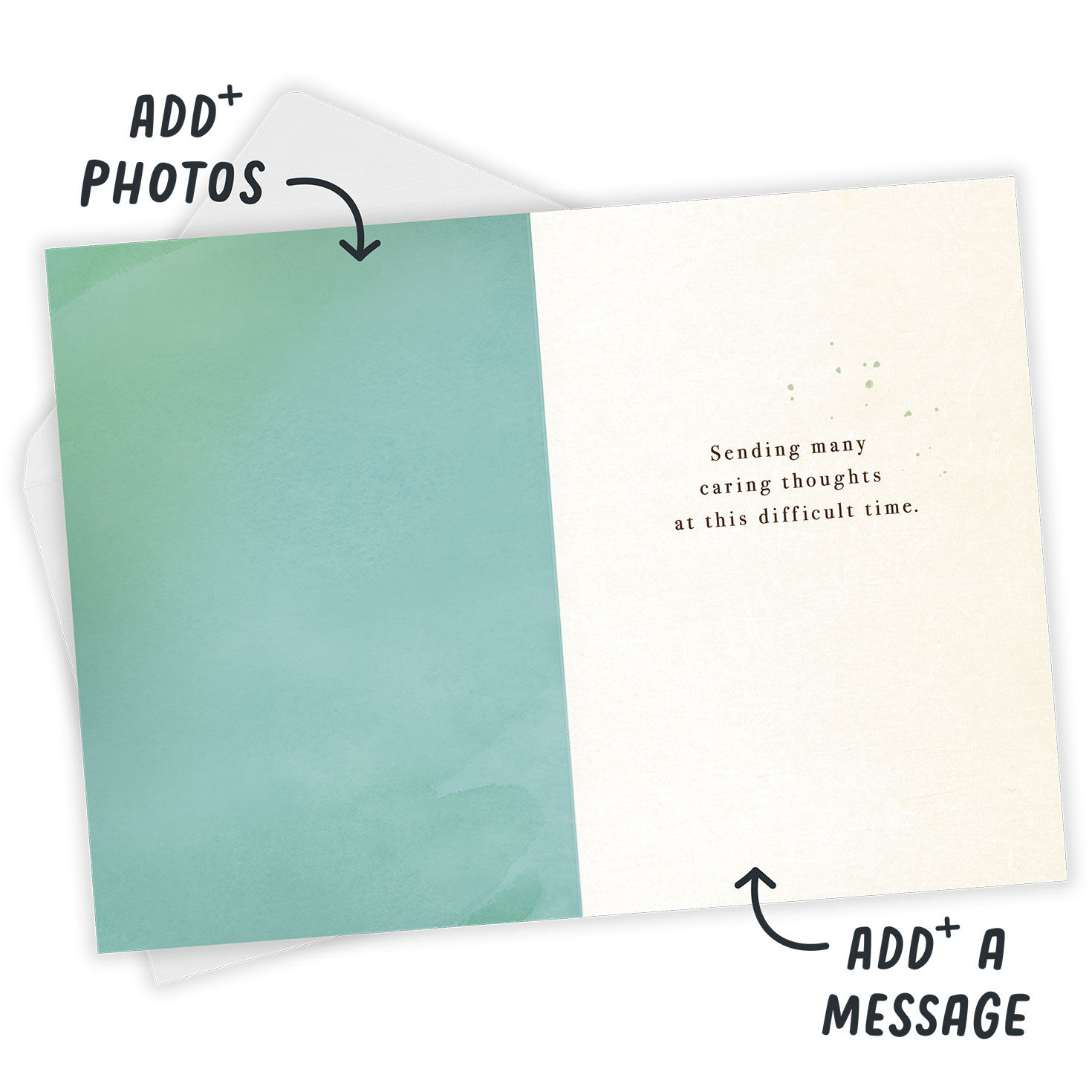 Abstract Flower Personalized Sympathy Card Open Card with Envelope indicating personalization image number 3