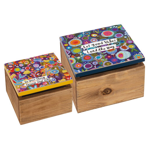 Primitives by Kathy Good Vibes Hinged Boxes, Set of 2, 