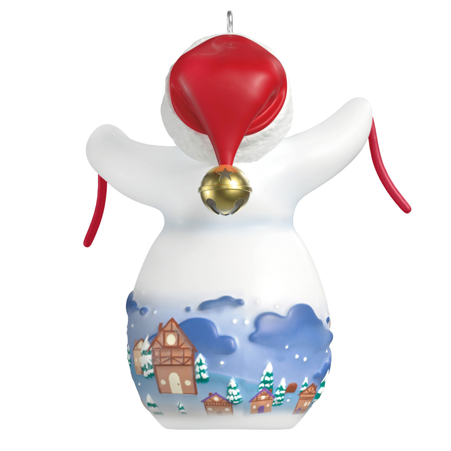 Snowwoman With String of Bells Keepsake Ornament Back image number 6