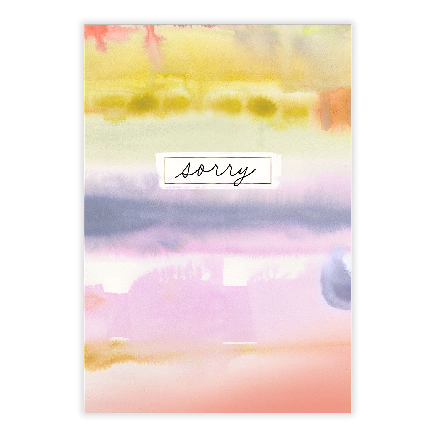 Pink Yellow Watercolor Personalized Sorry Card front image number 2
