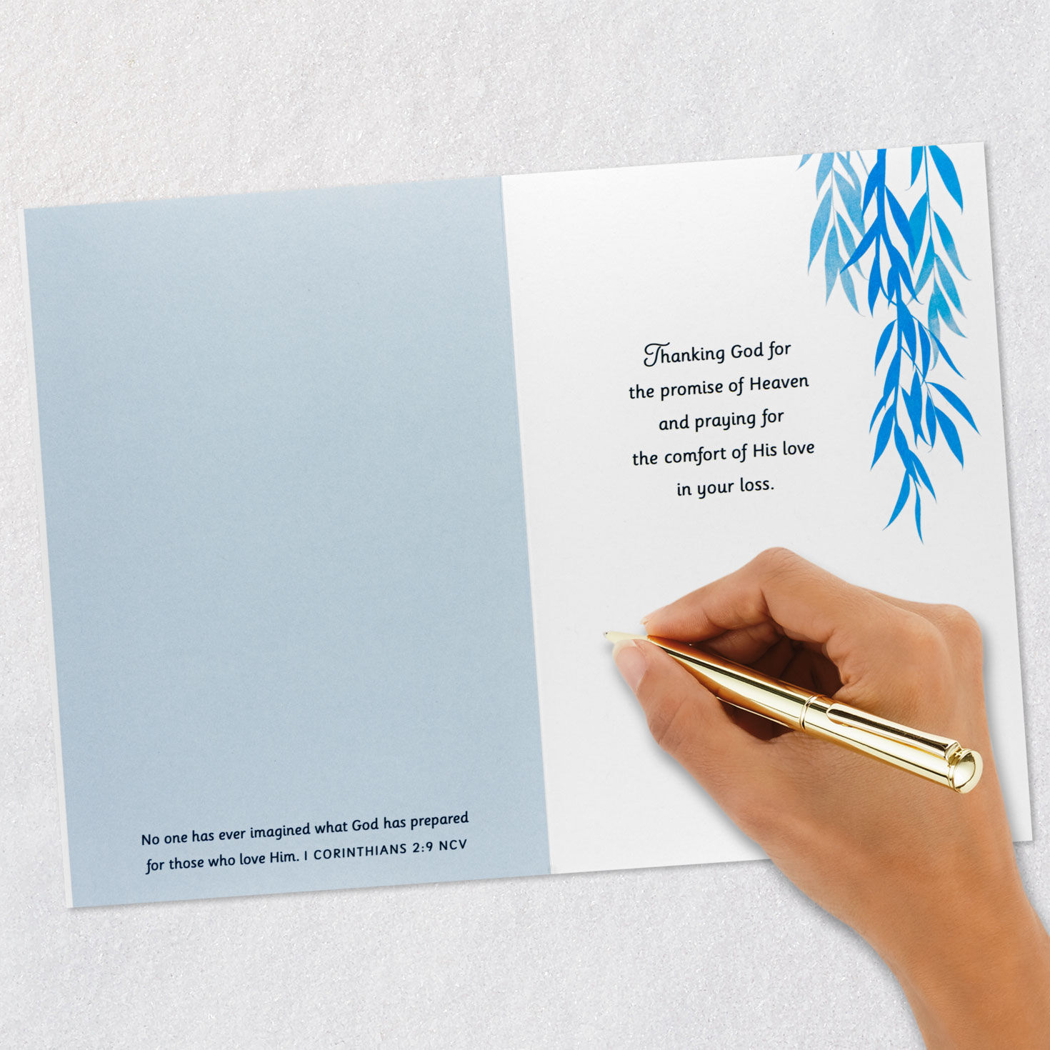 Vines and Blue Sky Christian Sympathy Card signing card image number 7