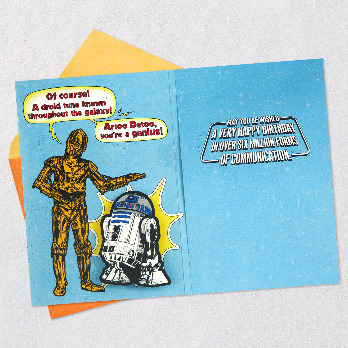 Star Wars Droids Funny Musical Birthday Card Open card with envelope image number 4