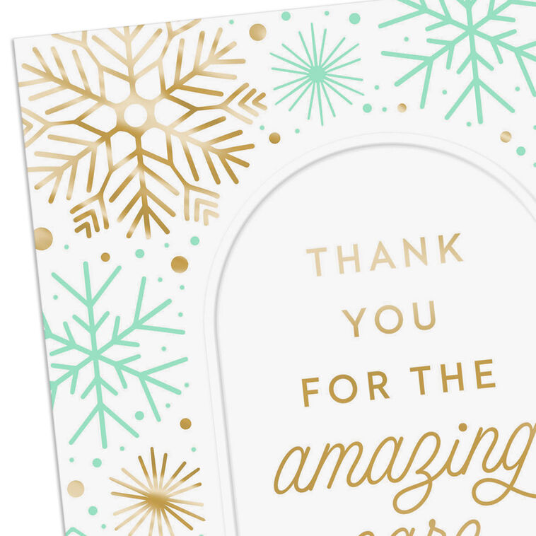 Mint Green and Gold Snowflakes Nurse Christmas Card Card Front Detail image number 4