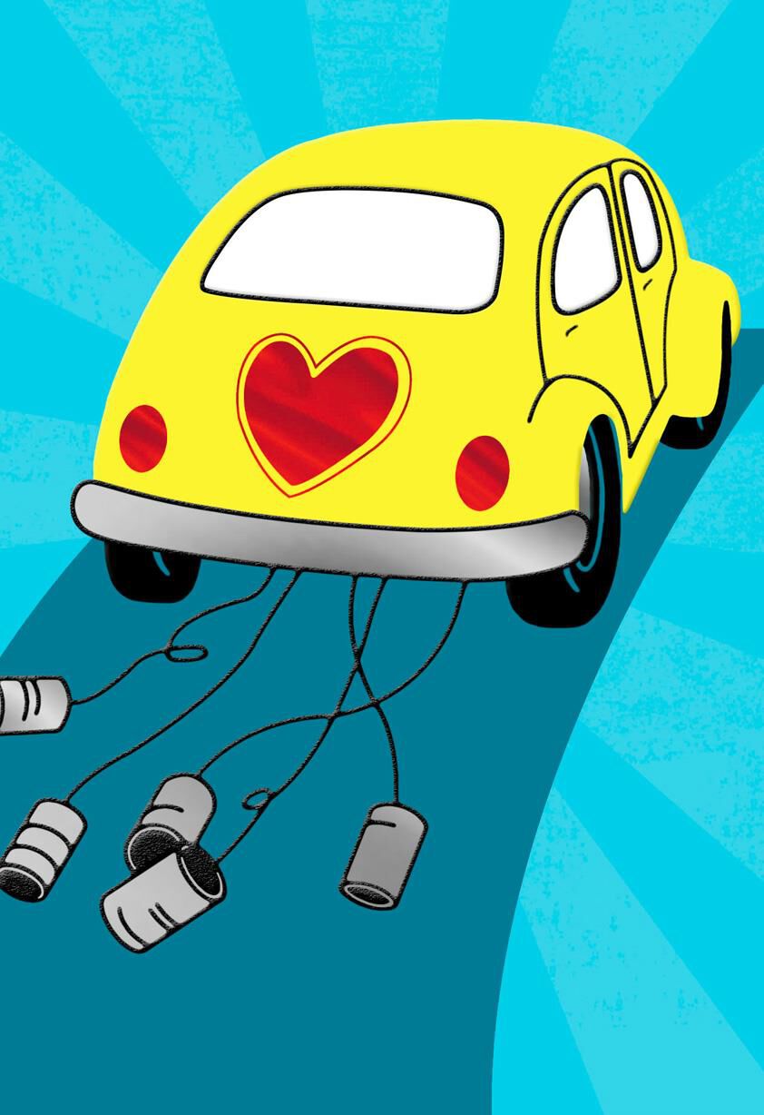 Yellow Love Bug Blank Wedding Card