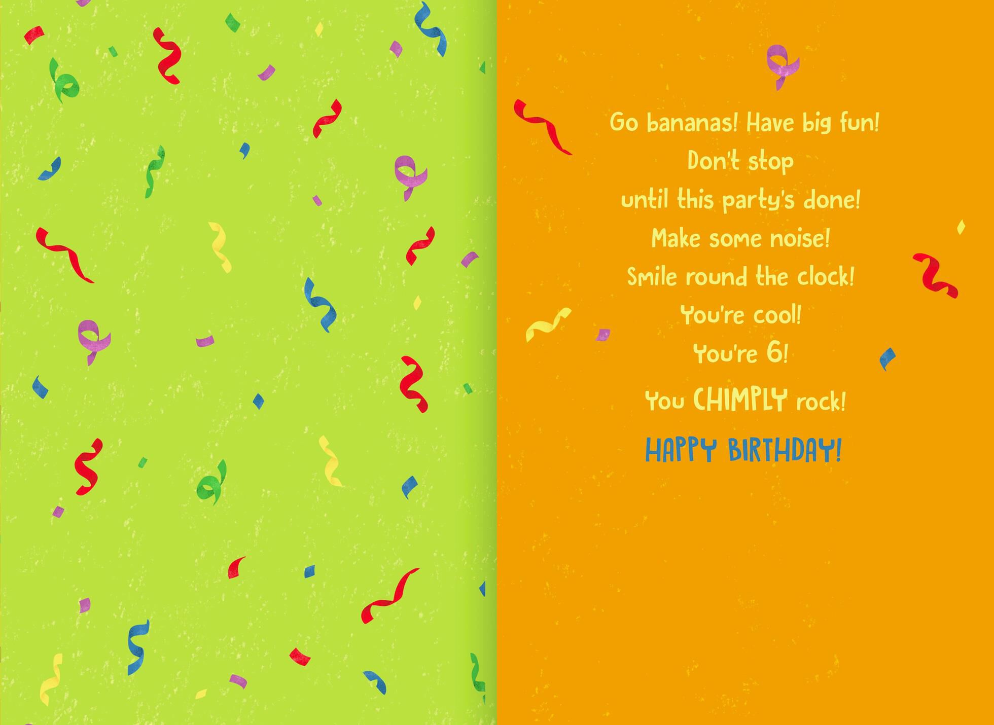 Go Bananas 6th Birthday Card