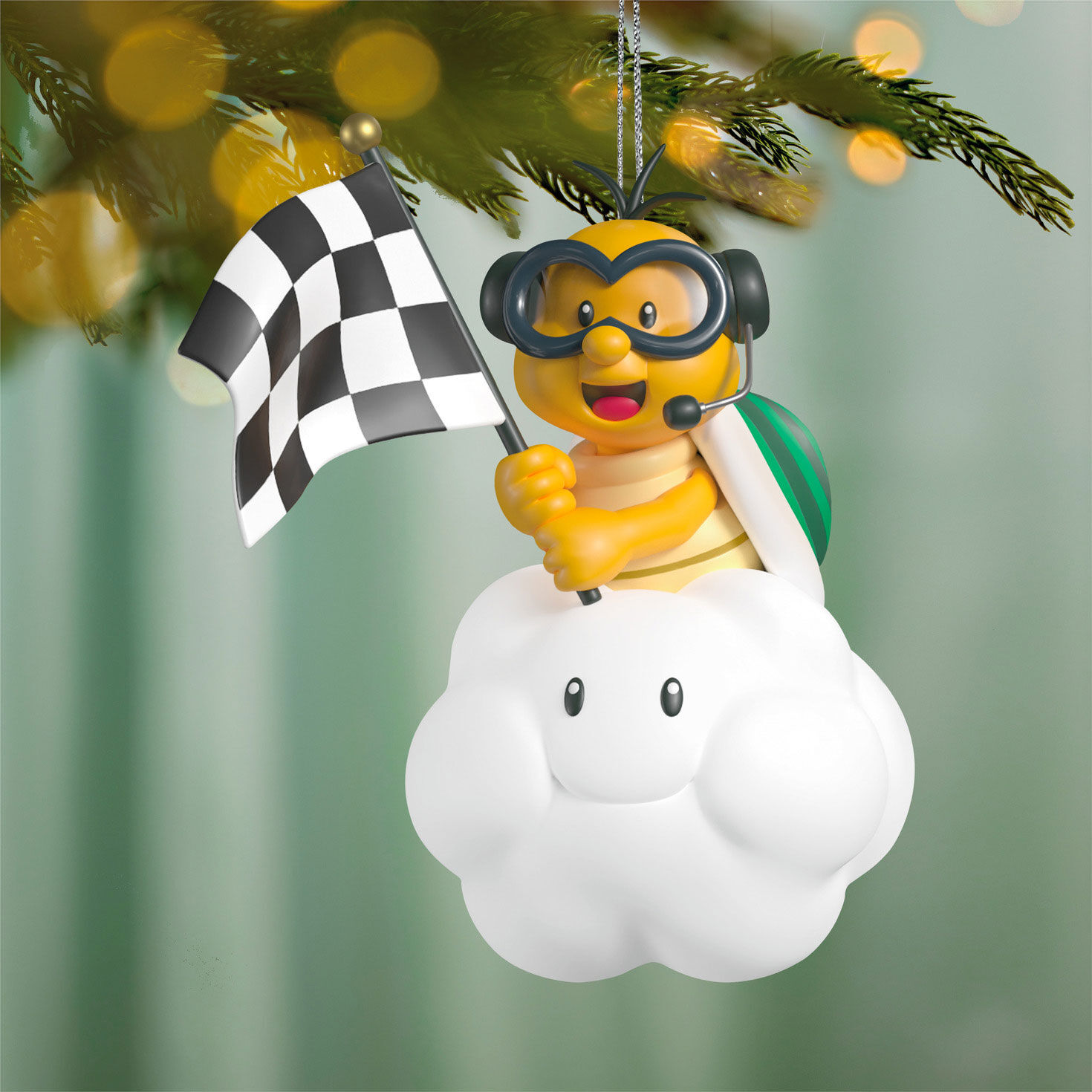 Mario Kart Lakitu on Cloud Keepsake Ornament hanging on tree image number 2