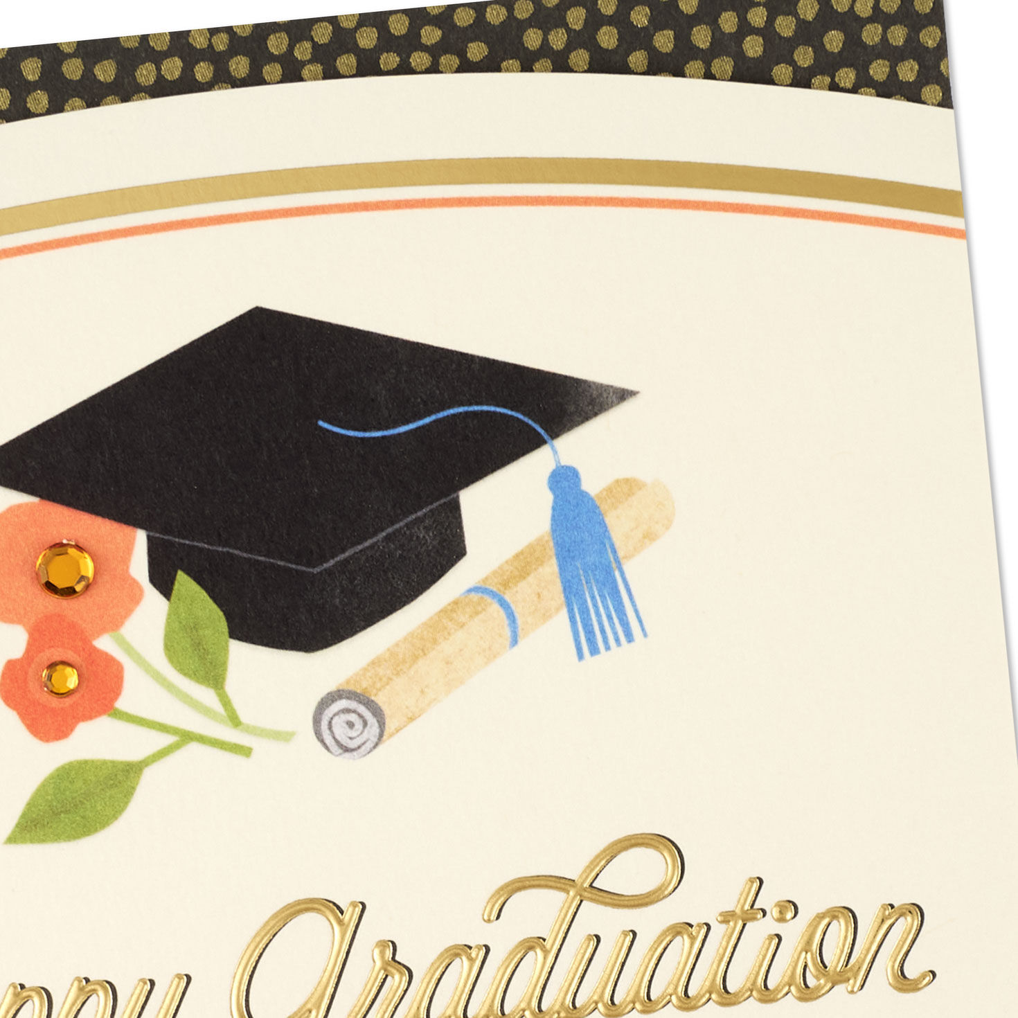 Flower with Grad Cap and Diploma Graduation Card for Woman Card Front Detail image number 5